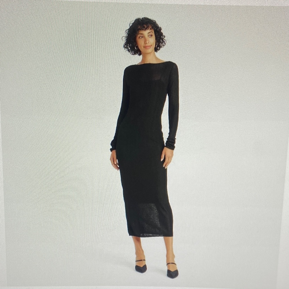 (Reduced Price!!!) Women's Long Sleeve Sheer Maxi  Dress - A New Day Black